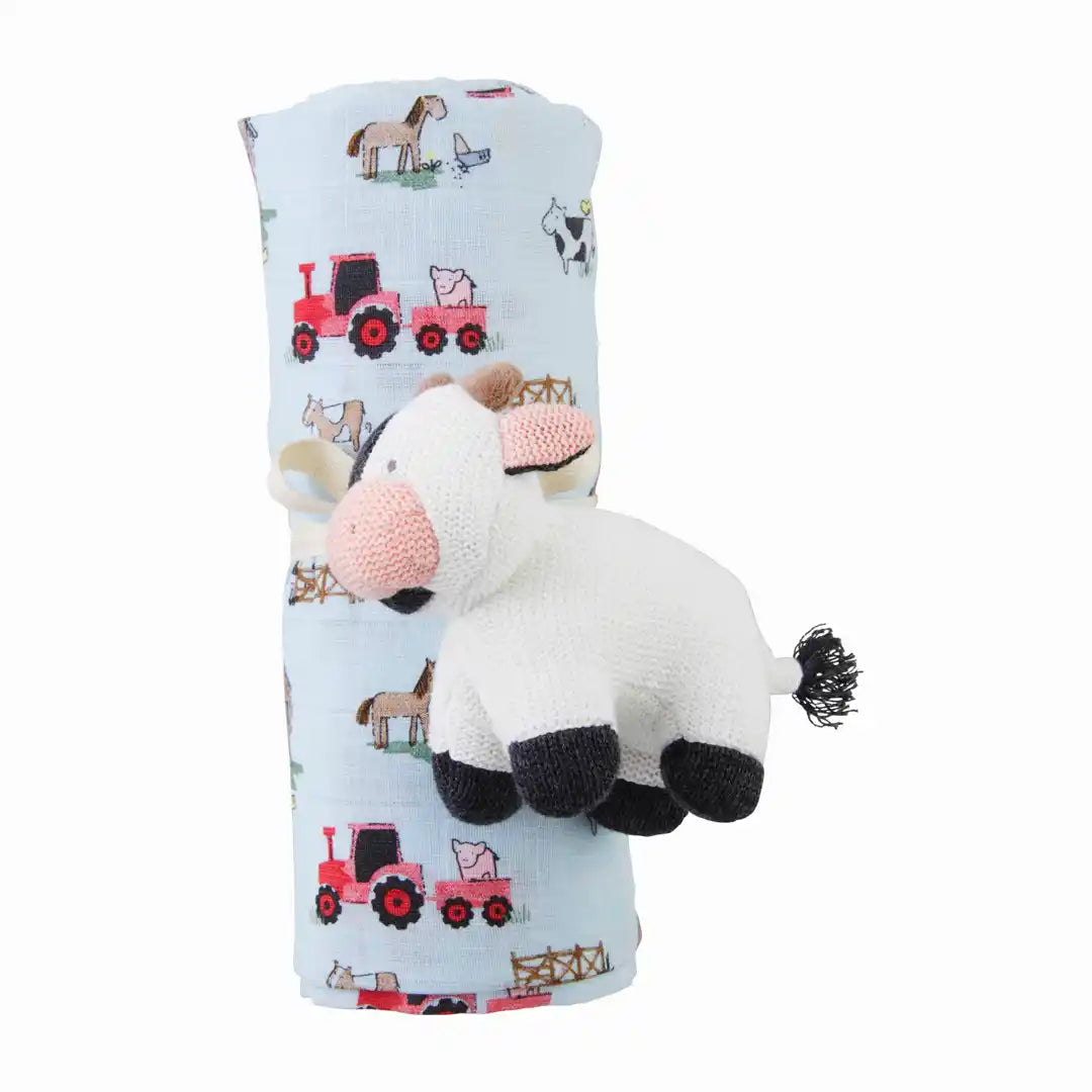 COW SWADDLE AND RATTLE