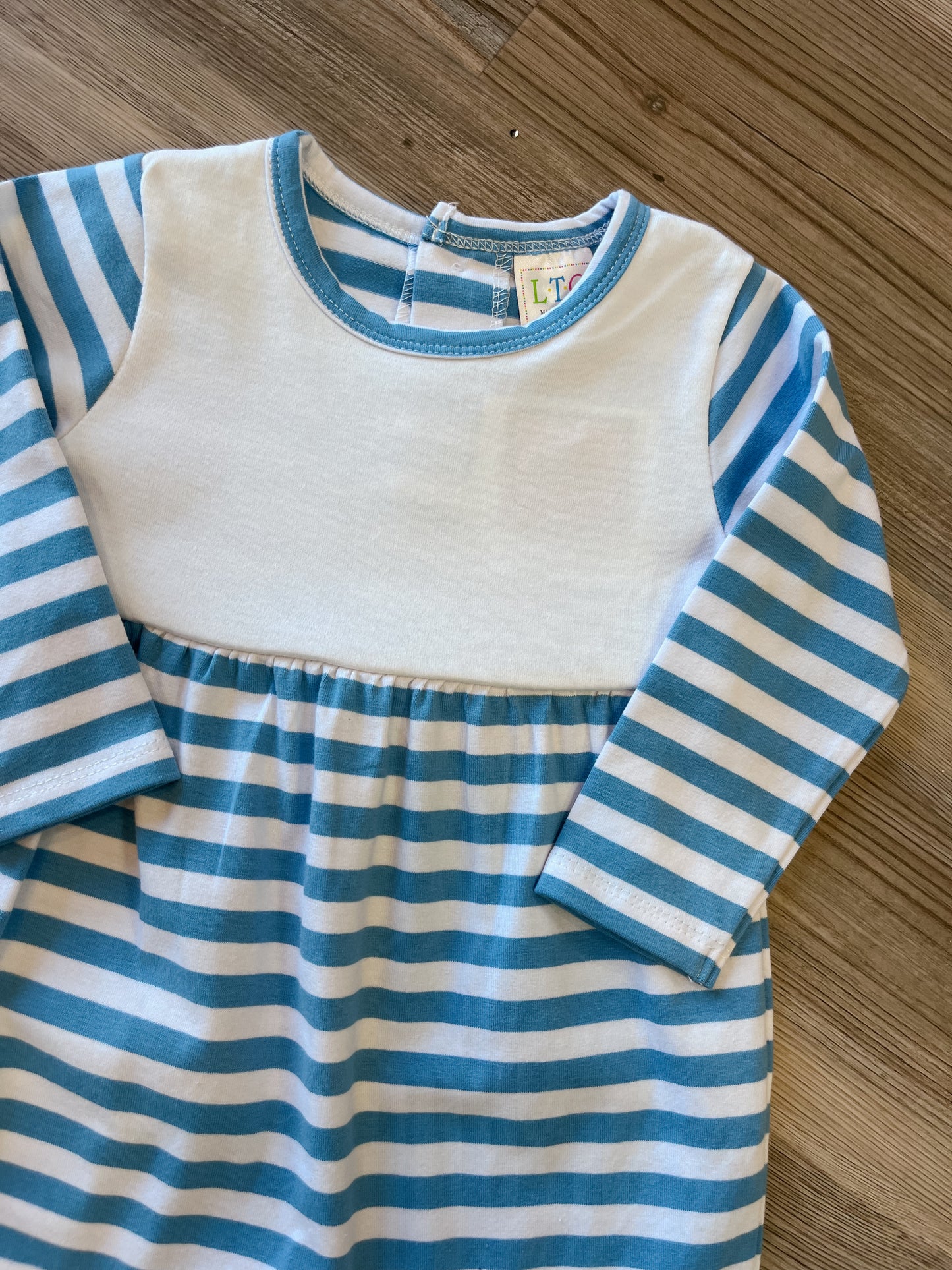 BLUE AND WHITE STRIPE ROMPER