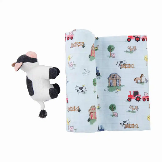 COW SWADDLE AND RATTLE