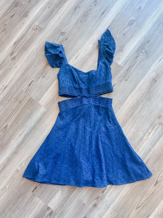 CLARIE NAVY RUFFLE