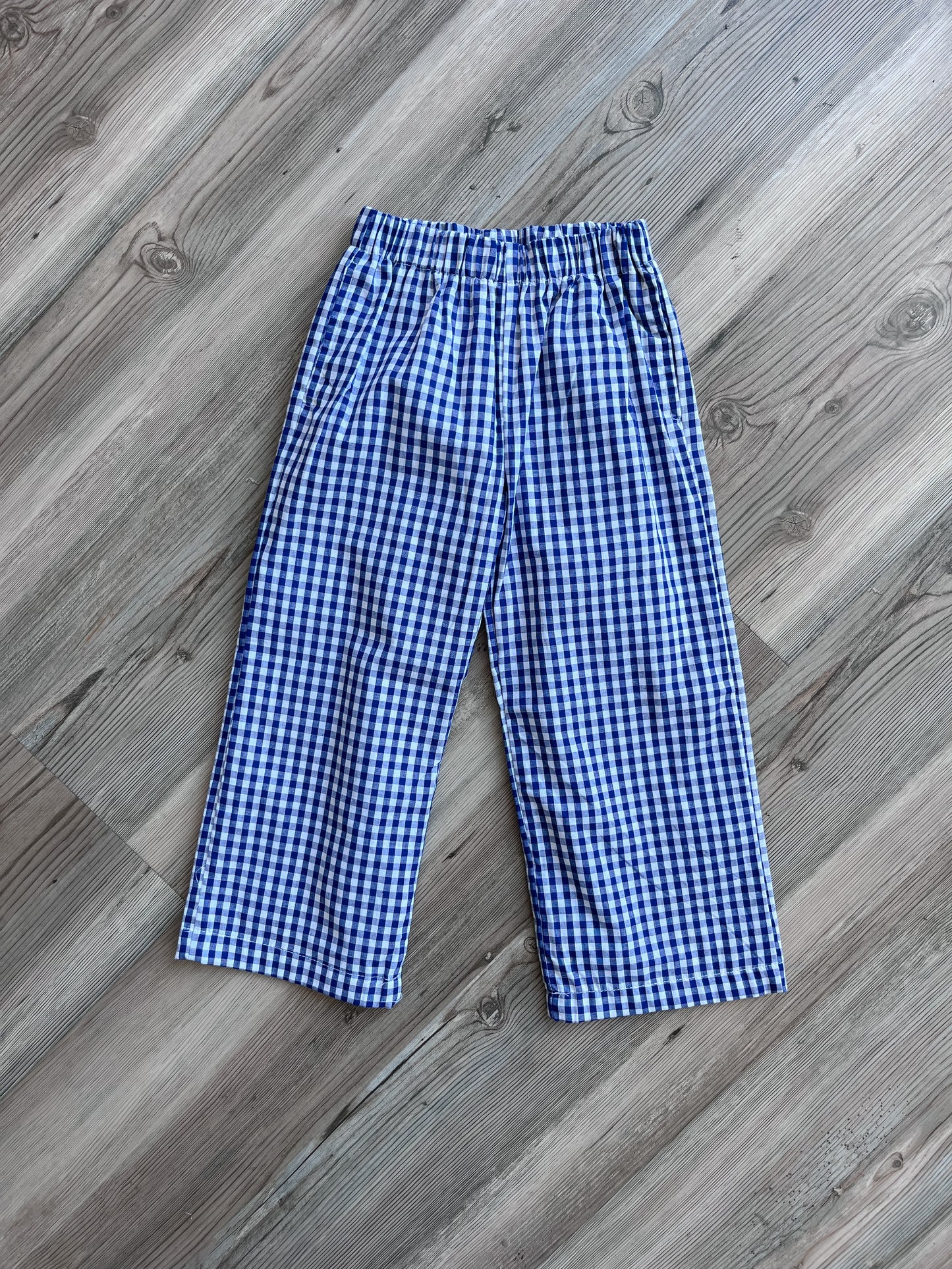 NAVY GINGHAM PANTS