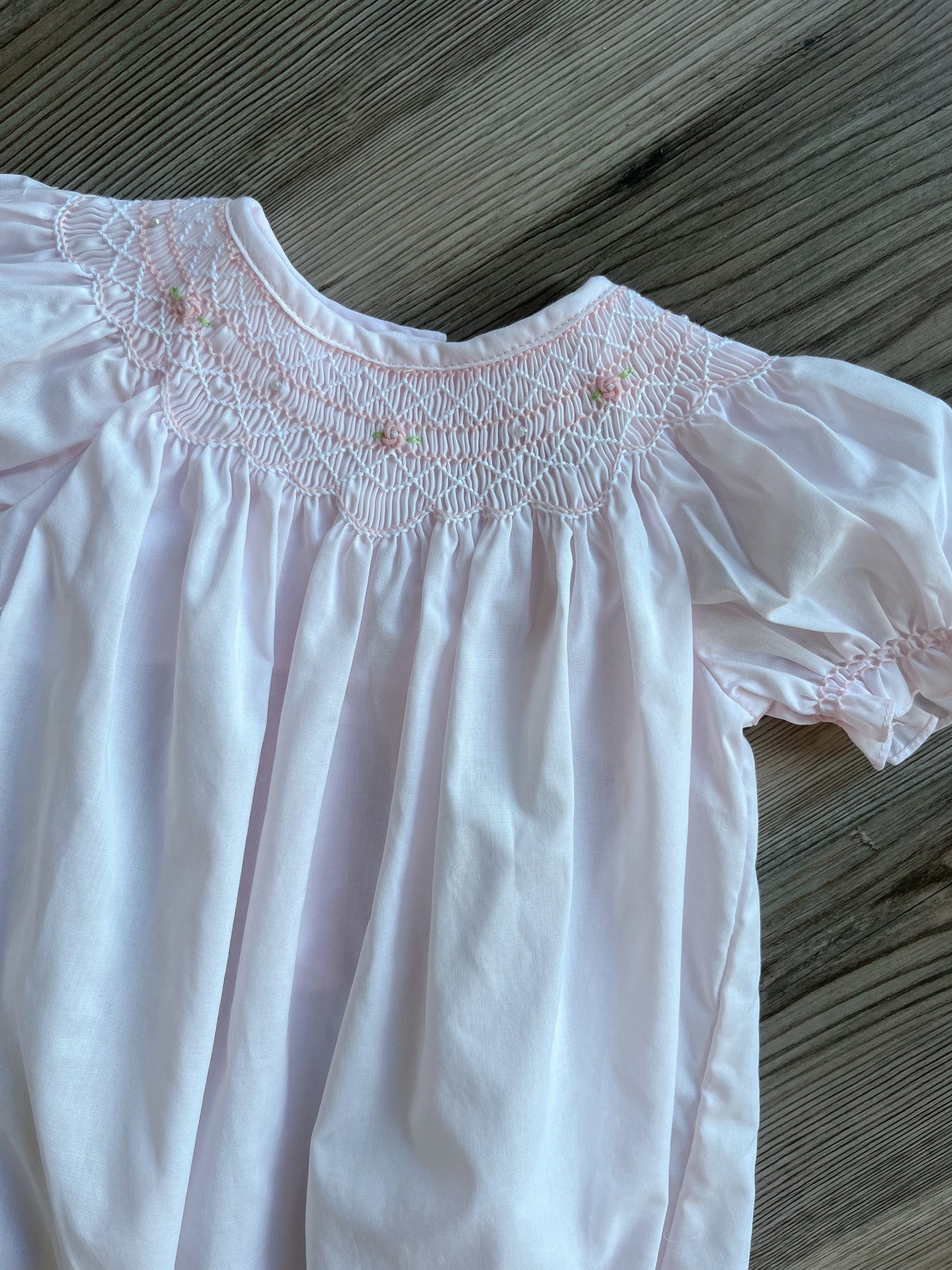 Bishop Smocked Dress with Pearls