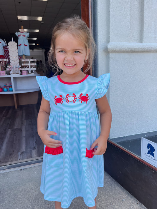 CRAB TRIO FLUTTER DRESS