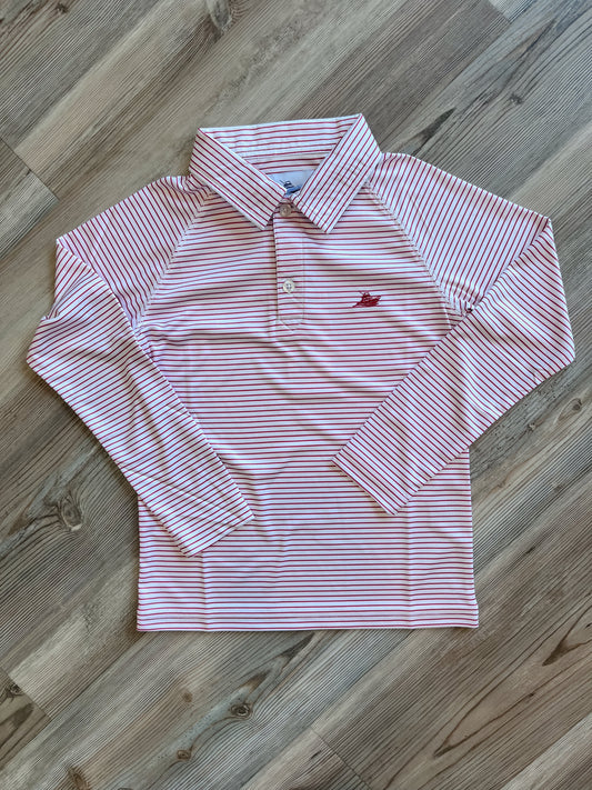 RED MICRO STRIPE L/S POLO