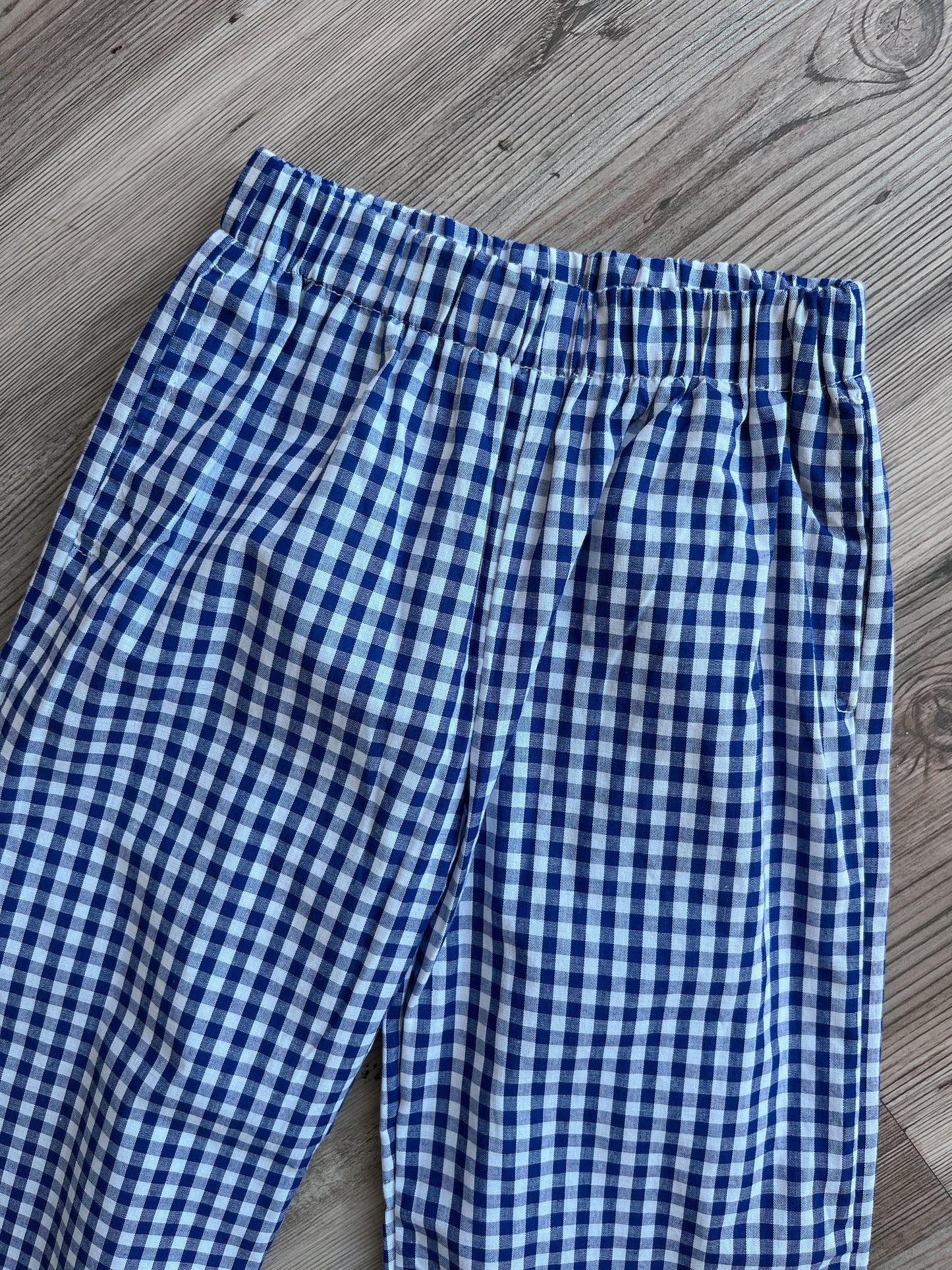 NAVY GINGHAM PANTS