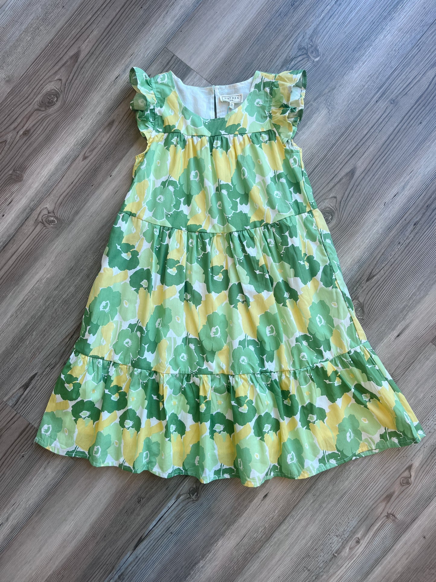 GREEN FLORAL RUFFLE DRESS