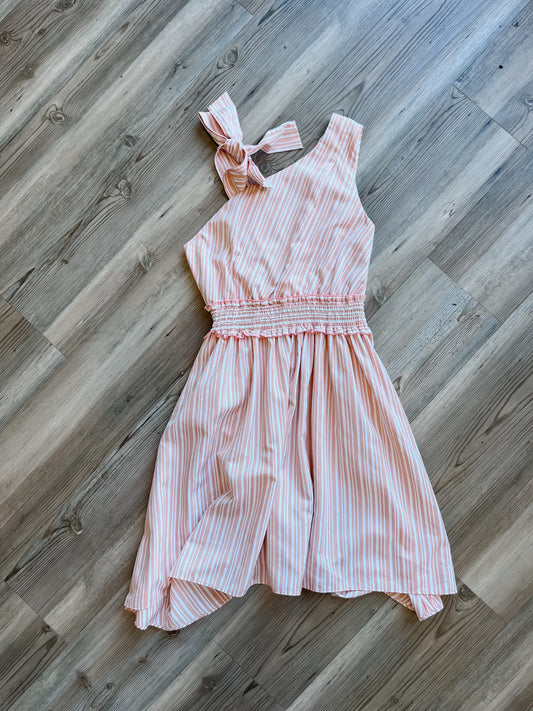 CORAL STRIPE BOW TIE