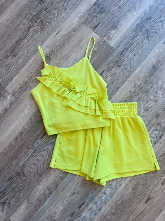 LIME TANK SHORT SET