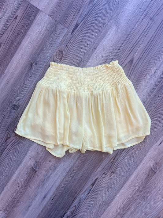 YELLOW SMOCKED SHORTS