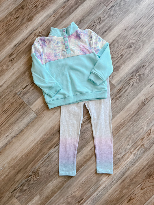 TIE DYE COLOR BLOCK LEGGING SET