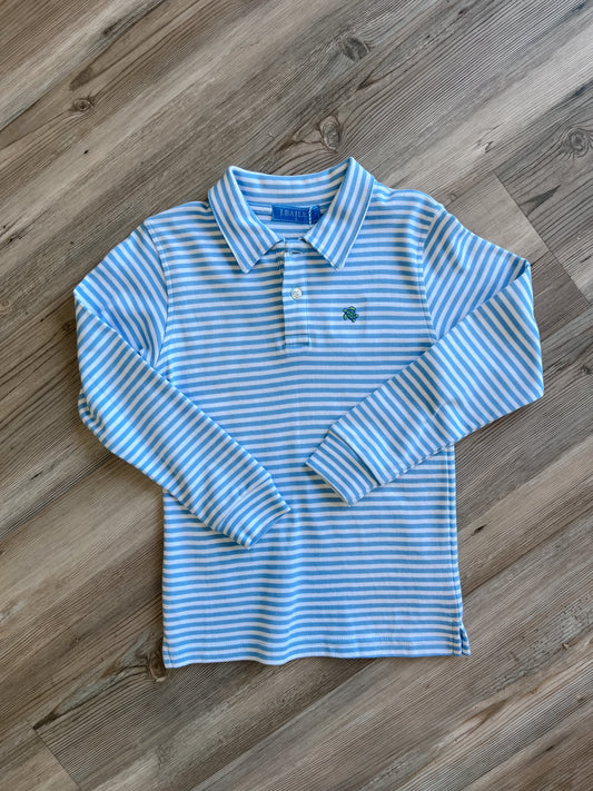 LIGHT BLUE AND WHITE LONG SLEEVE POLO